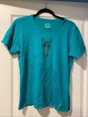 Life is Good M Green Horse Graphic Short Sleeve Top
